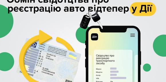 Відновлення та обмін свідоцтва про реєстрацію автомобіля з'явилися у застосунку Дія