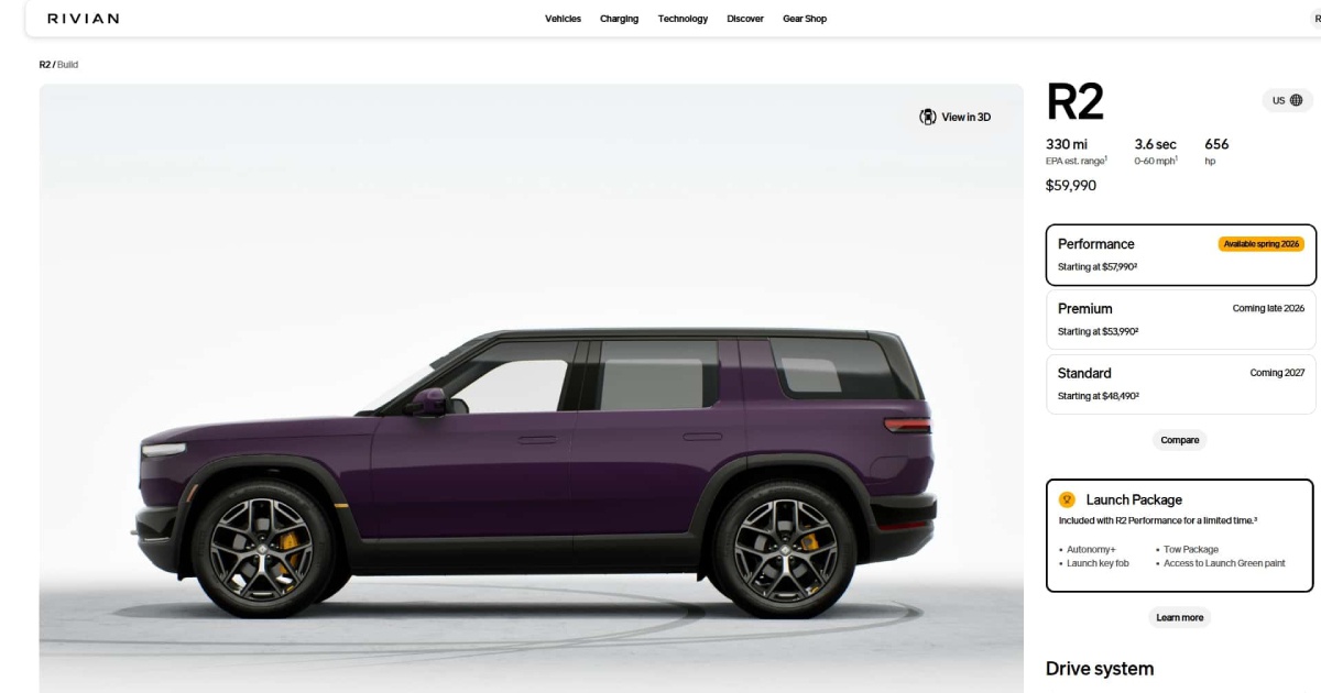 Rivian R2 Configurator Is Live — Here's What You'll Actually Pay