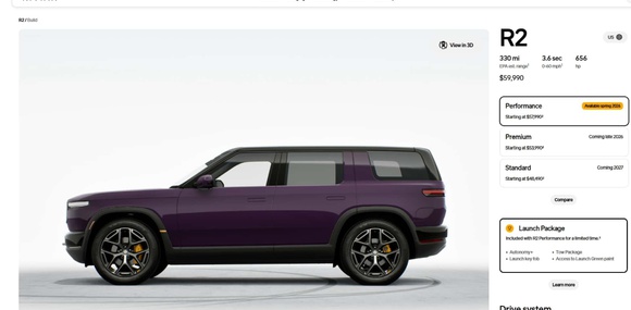 Rivian открыла конфигуратор R2, но пока без самых интересных цветов