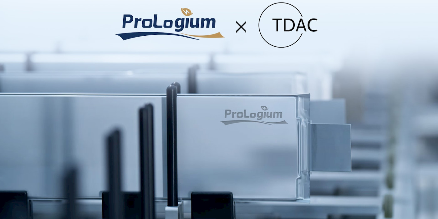 ProLogium-batterijmodule met logo van fusiepartner TDAC