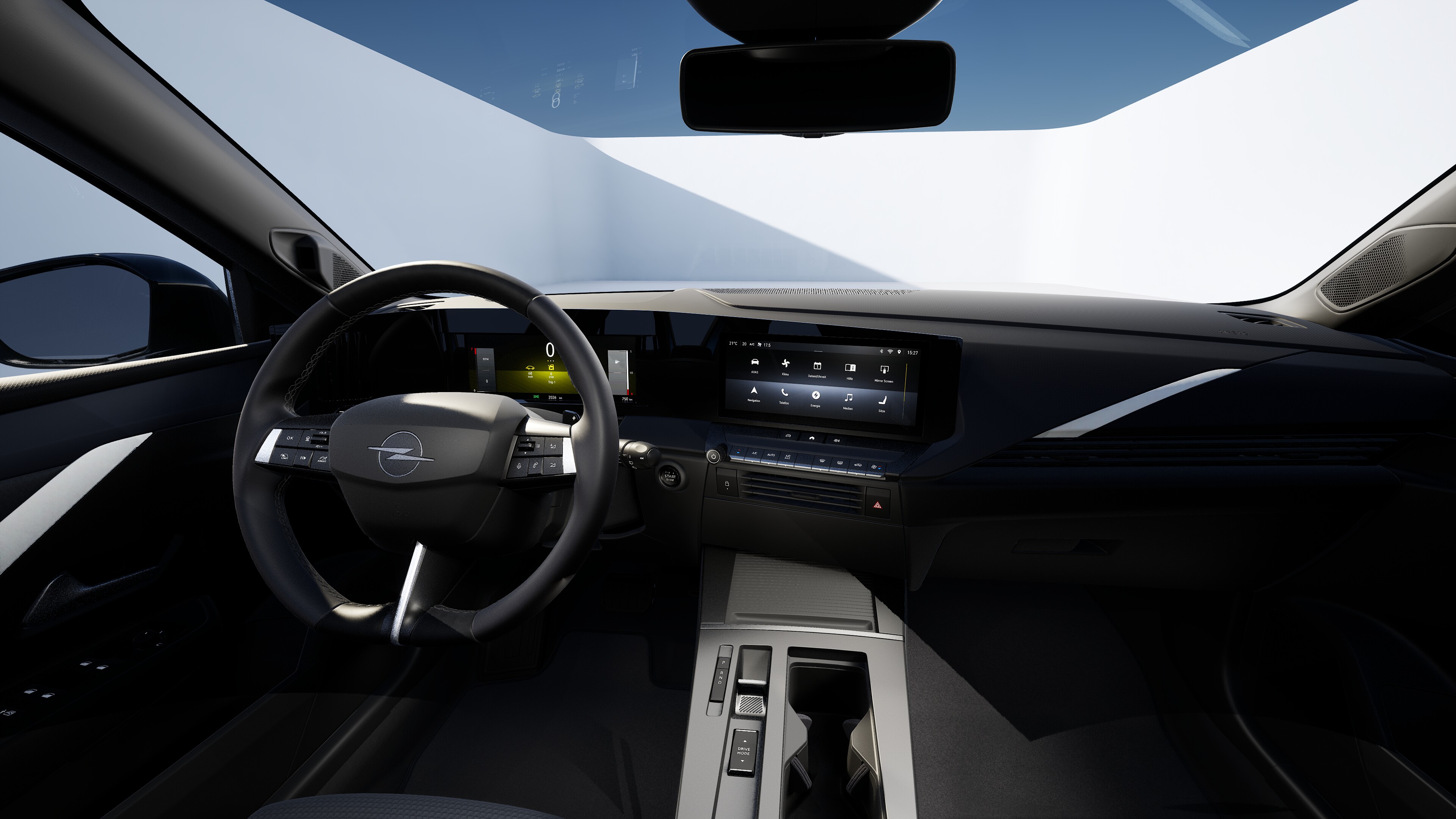 Interieur van de Opel Astra met multimediasysteem