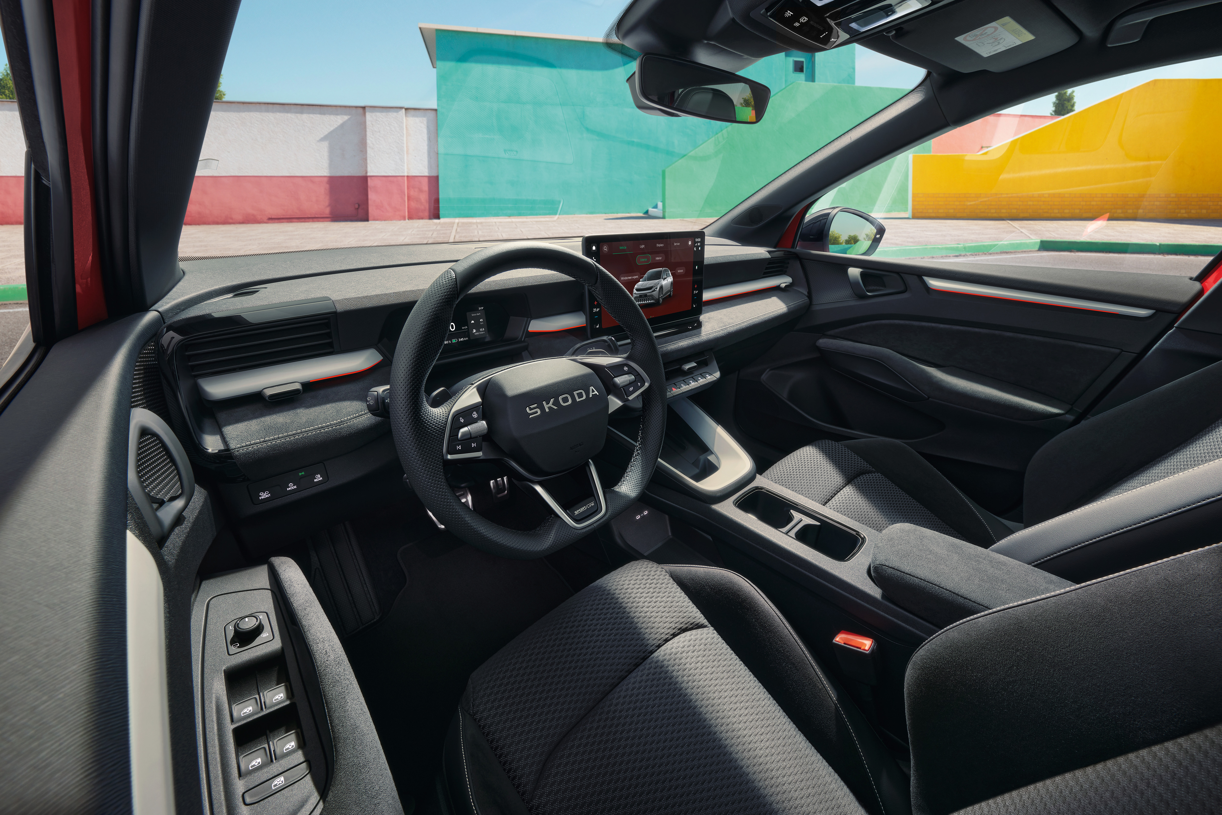 Interieur Škoda Epiq Sportline met sportstoelen